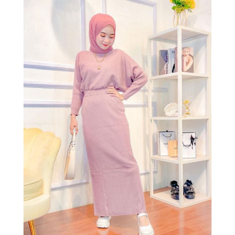 ONE SET RAJUT / BLOUSE RAJUT / RAJUT BETWING / ROK SPAN / ROK RAJUT PREMIUM / SETELAN RAJUT WANITA