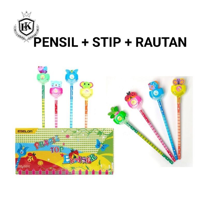 

Pensil Pencil Karakter + Stip + Rautan funcy Eselon Pensil Hadiah Souvenir (Ek_Official_store)