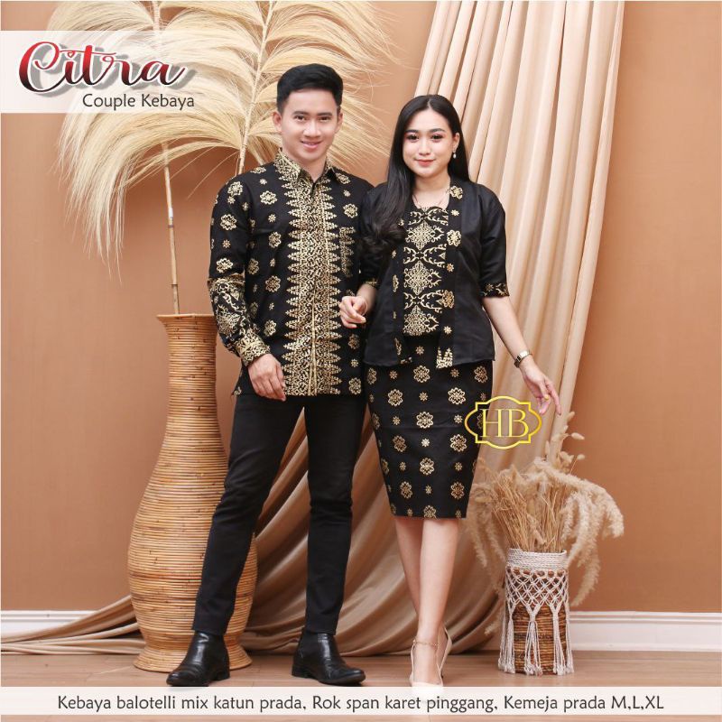 CITRA COUPLE KEBAYA PENDEK KEMEJA PRADA GOLD SILVER KUTUBARU SARIMBIT LATE ABU MARUN HITAM BIRU