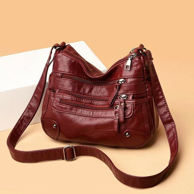 Tas Wanita selempang kulit Mengkilap Rest Baris / tas selempang wanita