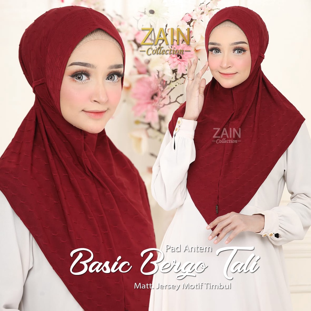 Jilbab Instan Bergo Basic Tali Ori Zain Collection-MAROON