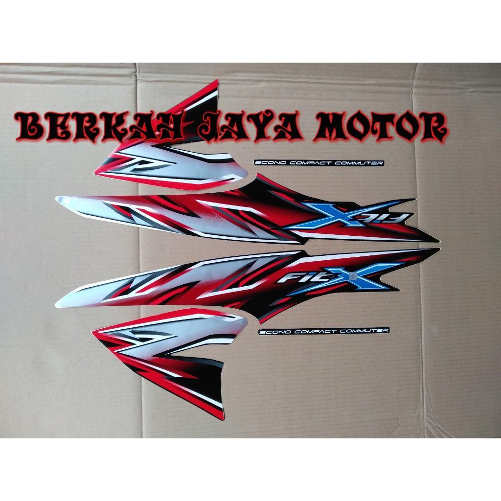 STIKER STRIPING SUPRA FIT X HITAM CORAK MERAH TAHUN 2008