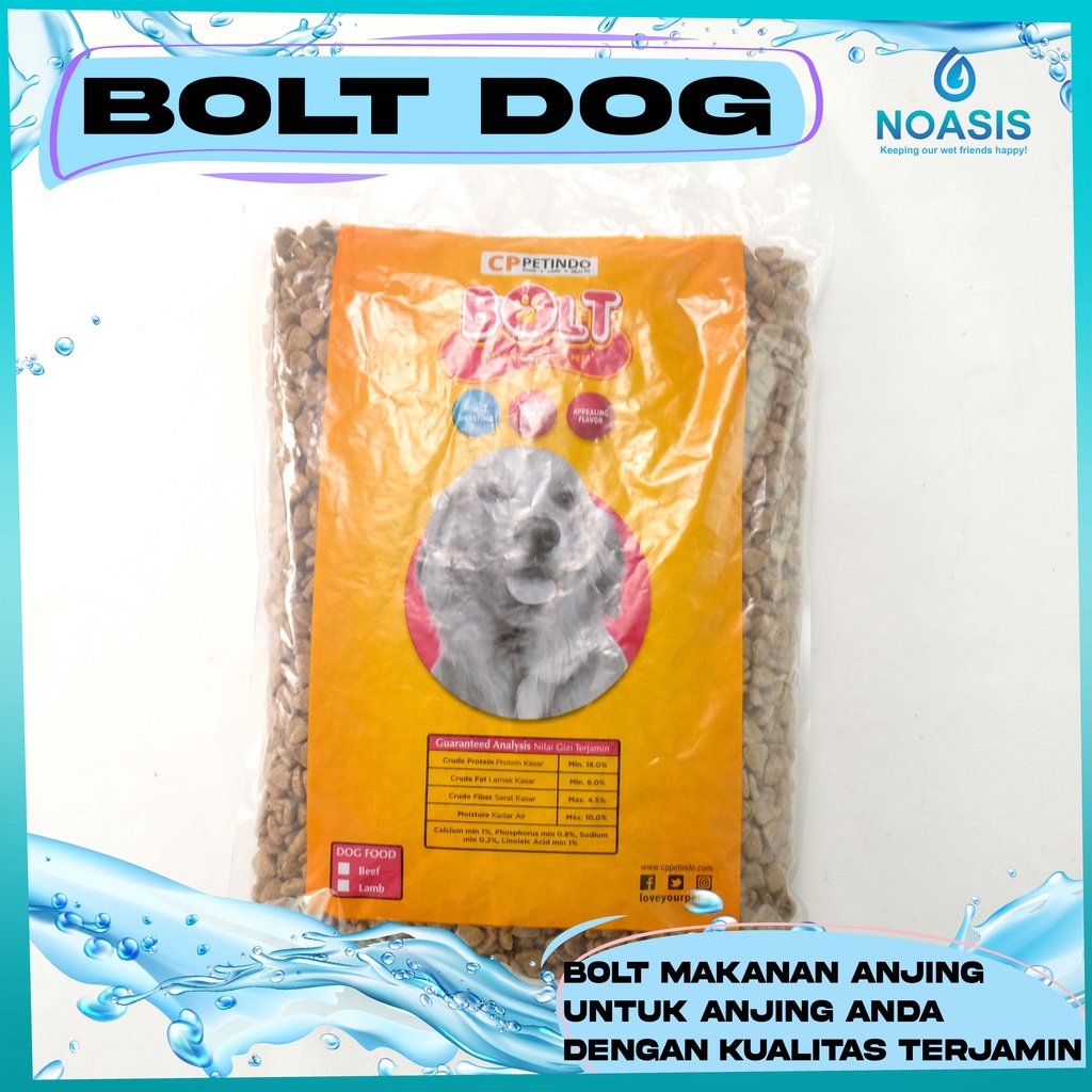 MAKAN ANJING BOLT DOG FOOD REPACK1 KG SEKELAS CANIN DOG BEEF