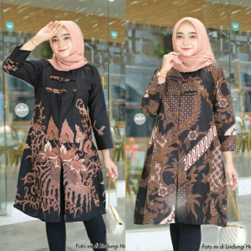 TUNIK BATIK KANCING KOIN DEPAN ~ SERAGAM BATIK WANITA