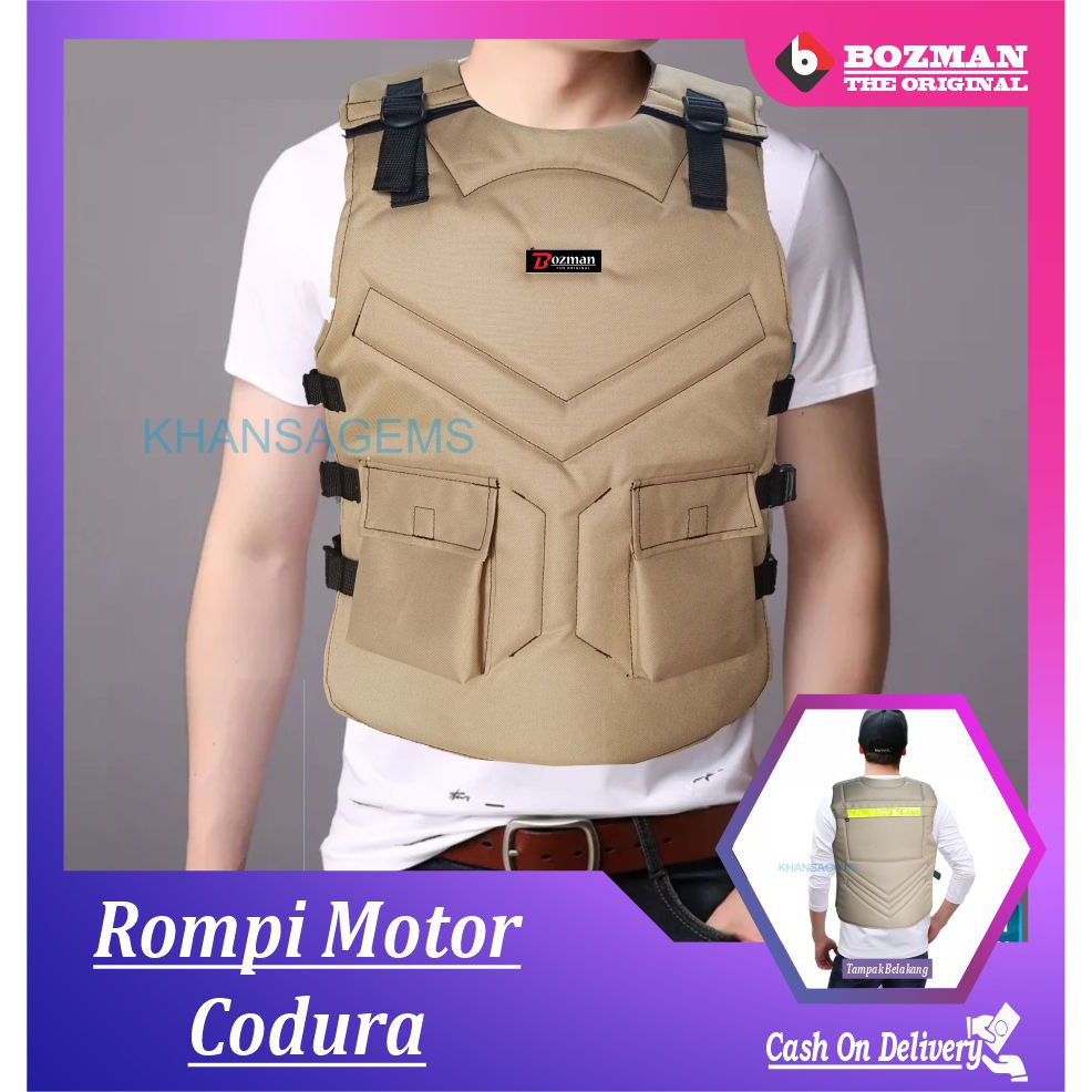 Rompi Motor Touring/Biker Bahan Cordura Premium Body Protector Safety Aksesories Berkendara Anti Angin Rompi Motor Tebal