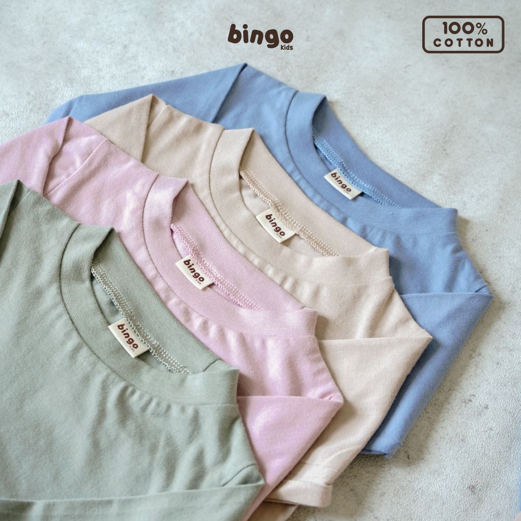 BINGOKIDS | PAJAMAS SET / Piyama Polos Anak Balita / Baju Tidur Setelan 1-5 Tahun       Unisex Anak Laki Perempuan Bahan Katun Cotton Premium Biru Sage Green Hijau Beige Cream Krem Pink Pastel