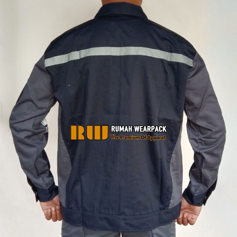 Semi Jacket Safety Baju Safety Wearpack Jaket Safety Atasan Navy Abu Tua