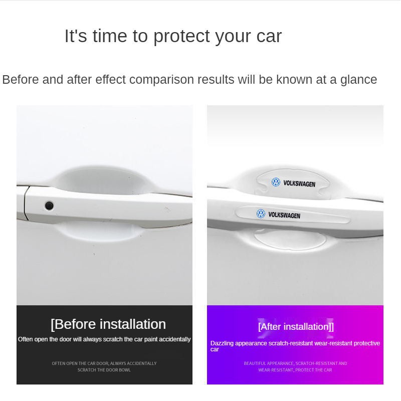 Car Door Handle Protector Universal Invisible Auto Door Bowl Stickers For Volkswagen Golf MK6 MK7 Polo Jetta Beetle Passat Scirocco Tiguan CC Vento