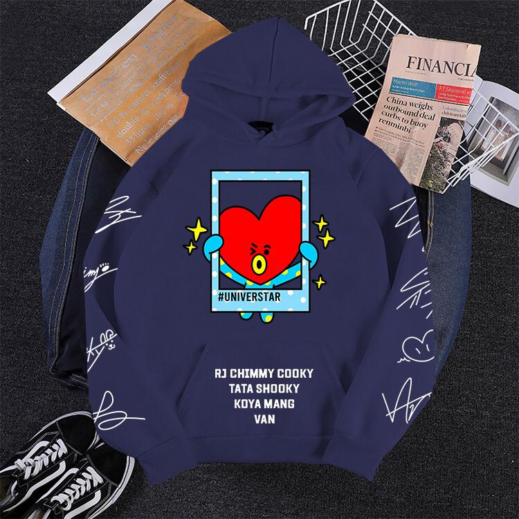 SWEATER HOODIE TATA/SWEATER WANITA TERBARU/SWEATER BTS/SWEATER HODIE LENGAN PANJANG TATA BT21 TTD