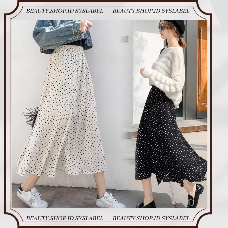 [COD] Ayana Skirt Polka - Rok Panjang Polka Dot Korea - Rok Wanita