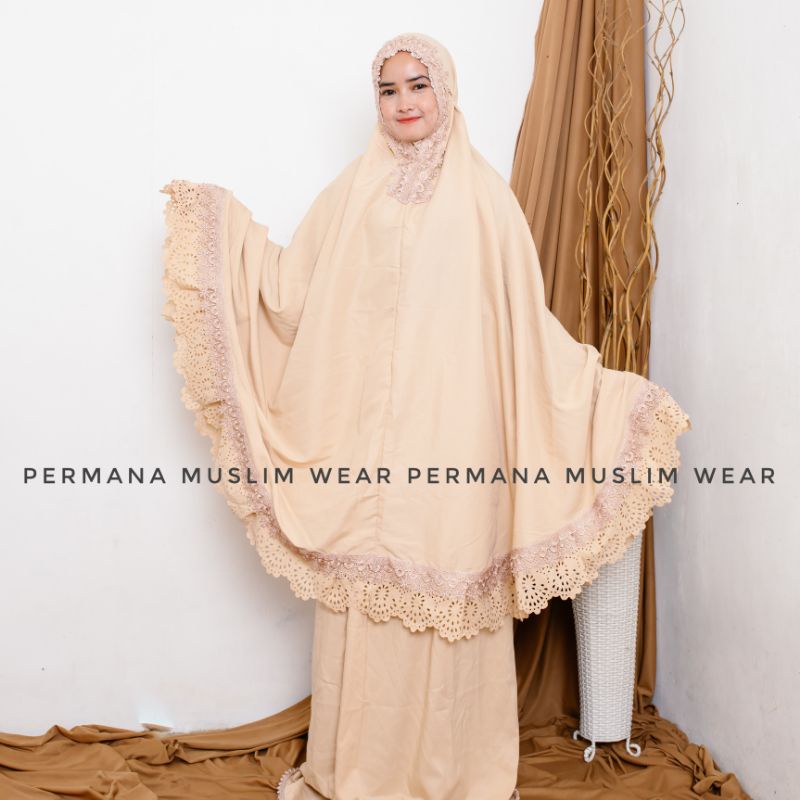 Mukena Dewasa Daily Katun Rempel Laser Cut Renda Premium mewah jumbo