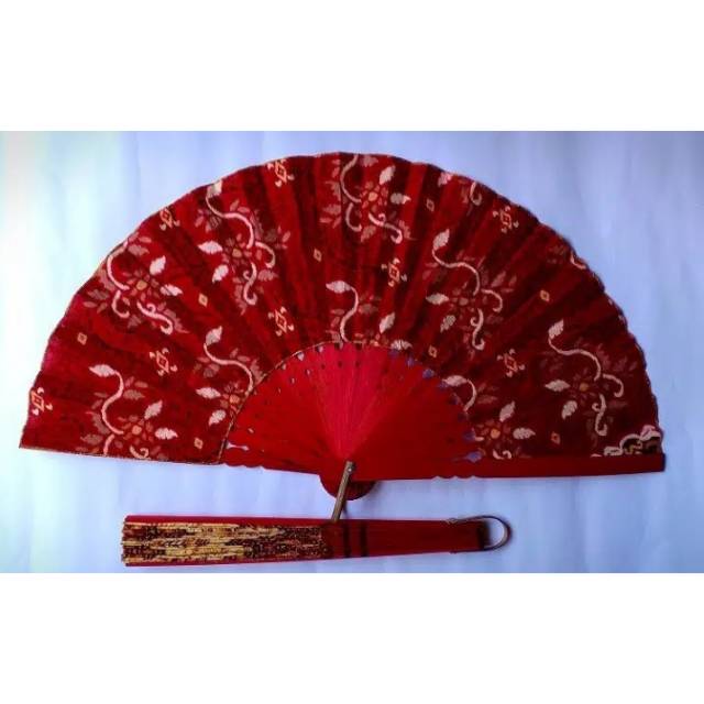 Souvenir pernikahan kipas batik jumbo 30 cm - kipas batik jumbo coklat