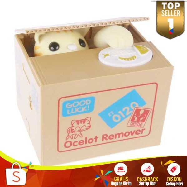 Ocelot Remover Celengan Kucing Lucu Steal Money Cat Piggy Bank Celengan Koin Stealing Baymax Lucu