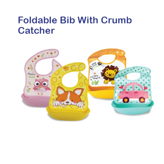 Baby Safe Celemek Bayi Foldable Bib with Crumb Catcher BIB02