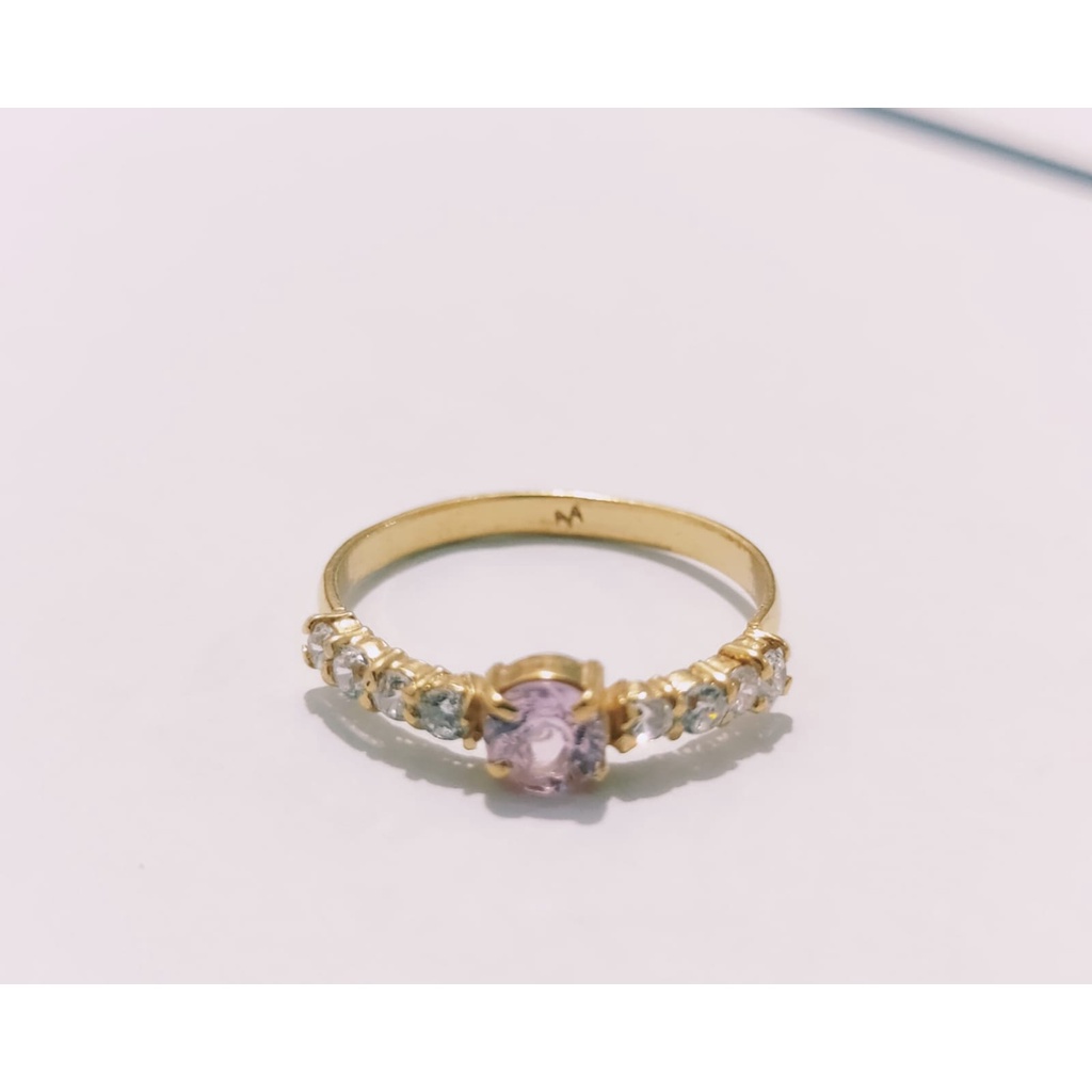 Cincin emas muda kadar rendah cincin mata 1 baru mata merah muda 1gram