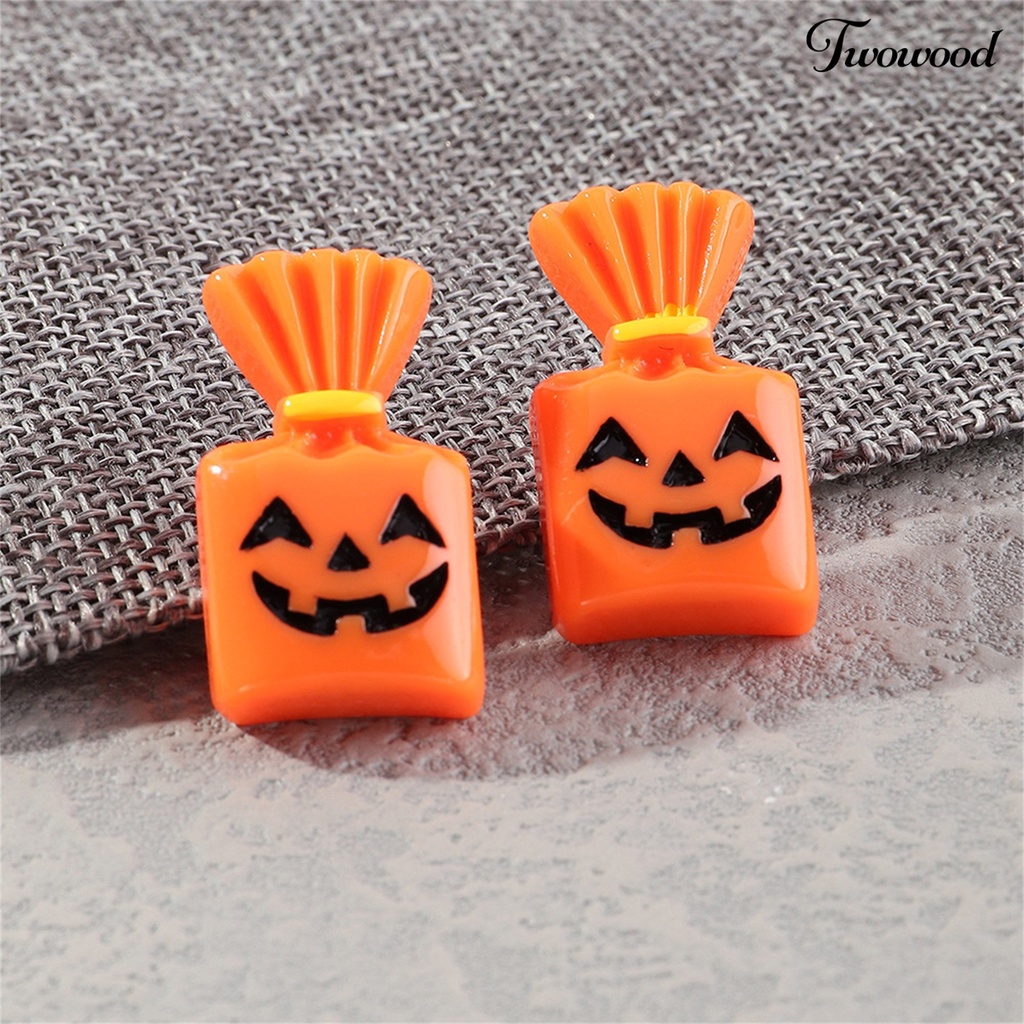 Twowood 1 Pair Beautiful Pumpkin Shape Ear Stud Halloween Style Festive Touch Plastic Fashion Ear Stud for Party