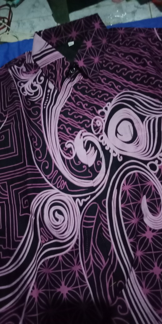 Uwer Ungu Batik Lengan Panjang Full Furing Katun Halus Primisima Hq Size M-xxl Batik Solo Sm Batik