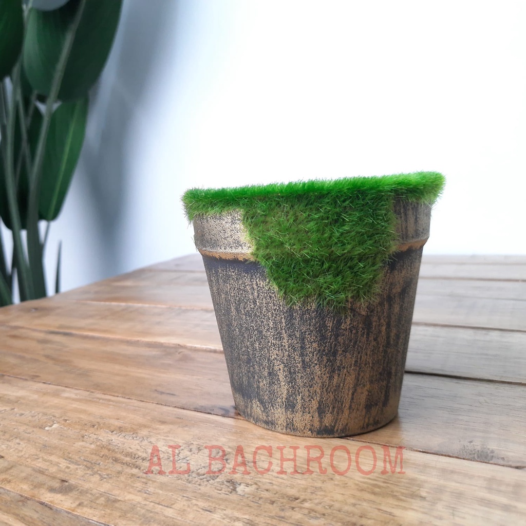 P004 POT PLASTIK BUSA LUMUT BULAT P01-2A POT HIAS BUNGA ARTIFICIAL