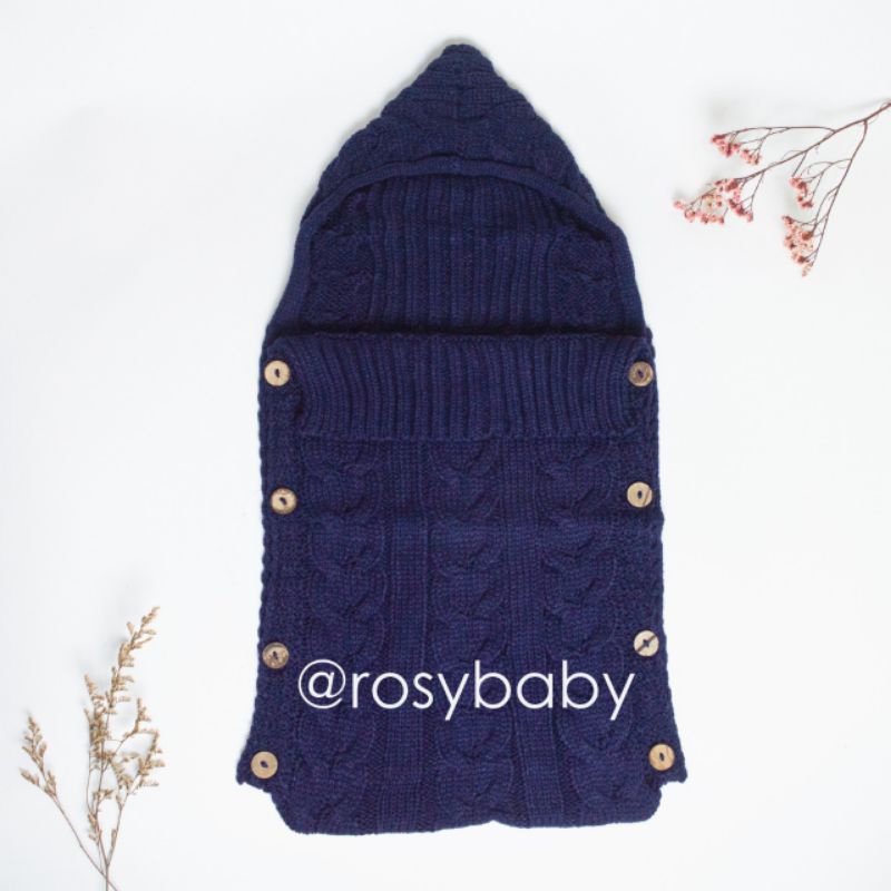 Sleeping Bag Rajut Selimut Bedong Bayi jaket rajut knit jacket Hoodie bedong lembut Muslin Nerf Selimut Rajut bayi Baby infant Sleeping bag rajut selimut rajut bedong lembut nyaman dipakai bayi