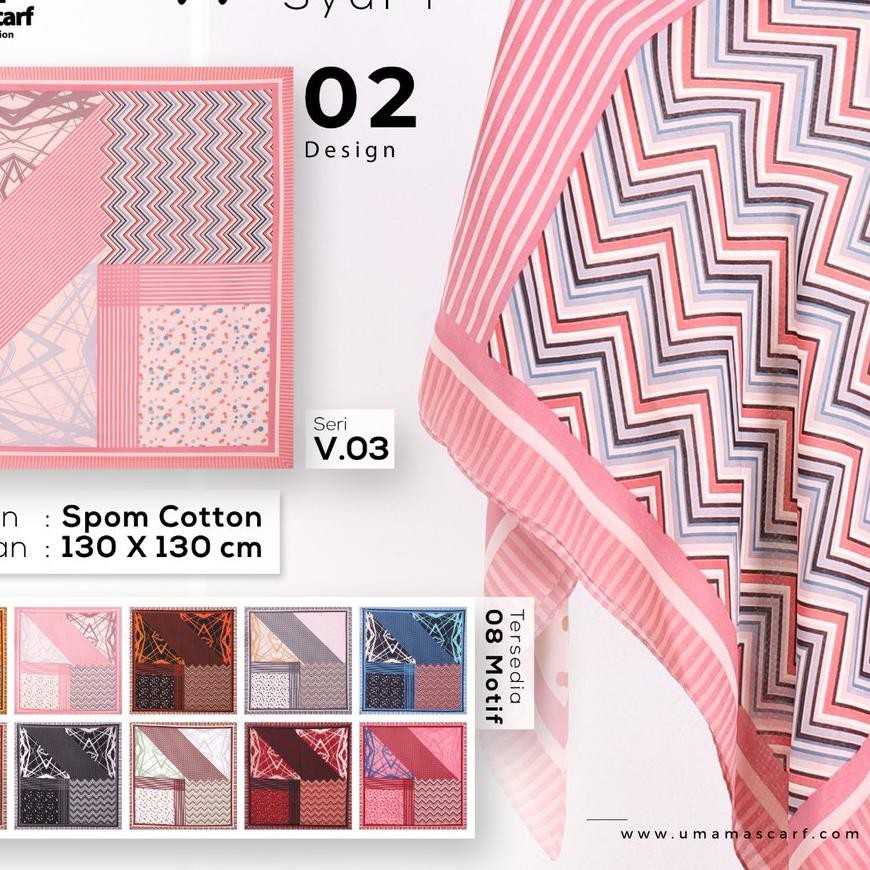 KHJ SAPPORO SYARI D2 Umama Jilbab Hijab Scarf SegiEmpat Jumbo Printed Motif .