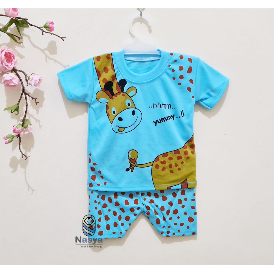 [J-009] Setelan Baju Bayi Pendek / Pakaian Laki Murah Newborn (0-6 bulan)