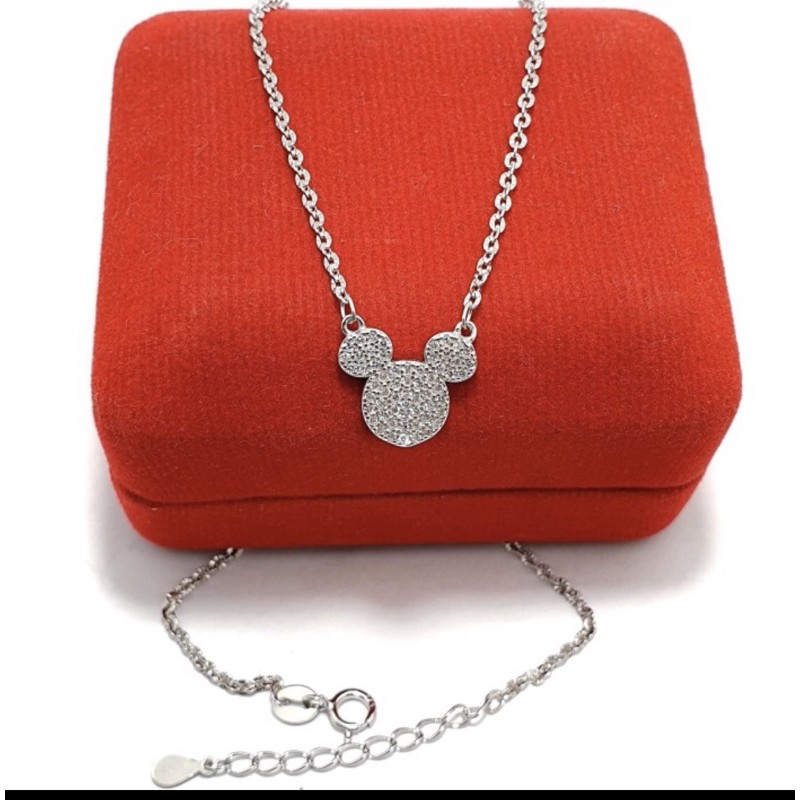 Kalung koye anak kalung koye liontin mckey mouse kalung anak perak 925 lapis emas putih