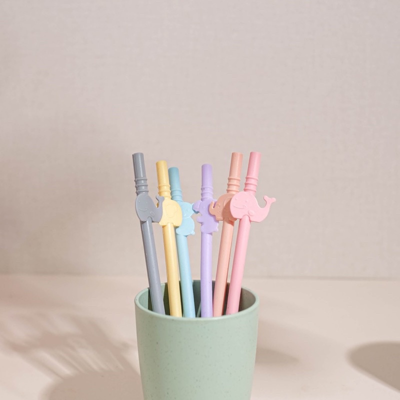 Little Dimple Silicone Straw 3 pcs Set with case Sedotan Anak Silikon