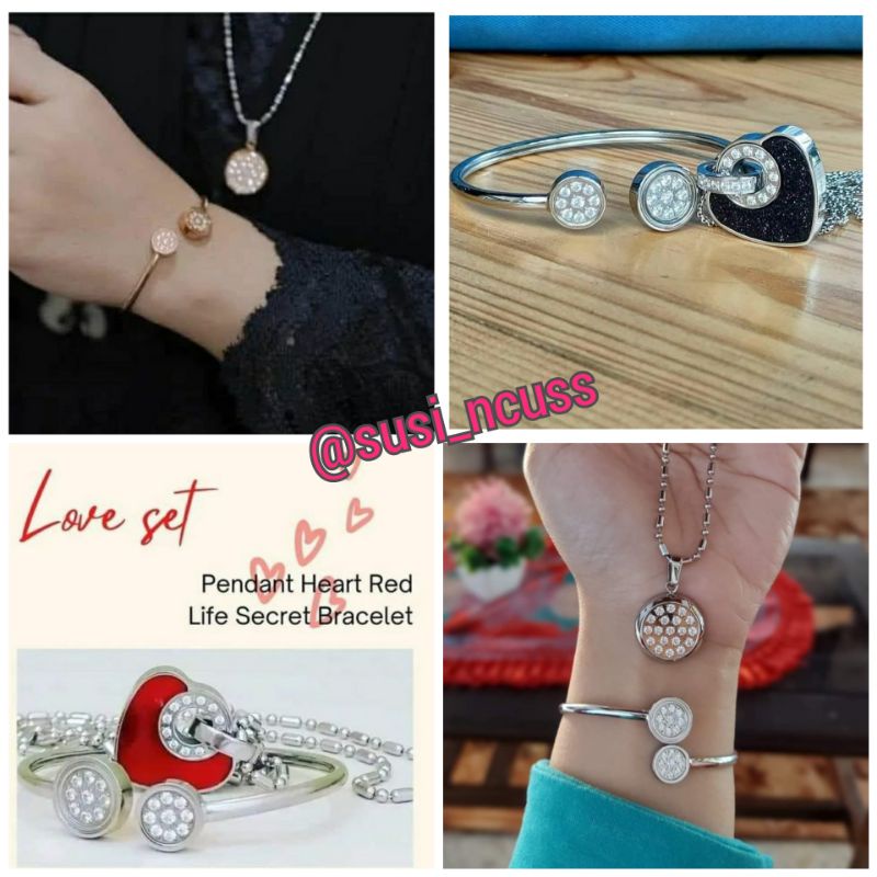 PAKET KALUNG DAN GELANG MCI_PROMO MCI_GELANG ROSE GOLD_GELANG SILVER_KALUNG HEART