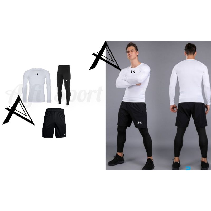 Baju Olahraga Pria Manset Baselayer Leging Sport Set Baju Olahraga