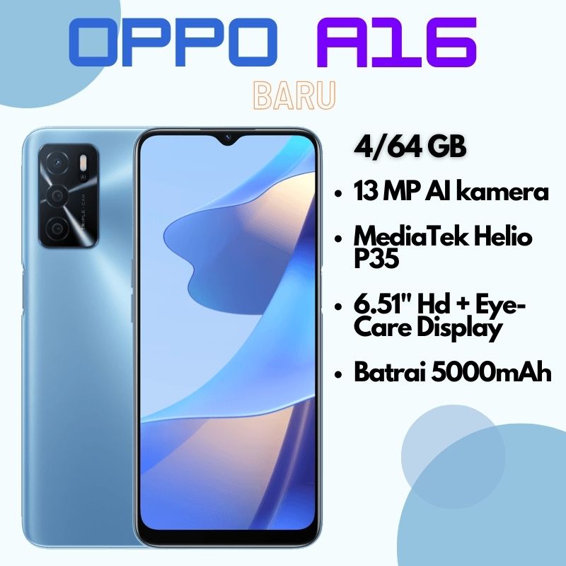 Oppo A16 4GB/64GB Baru / New Garansi Resmi Indonesia