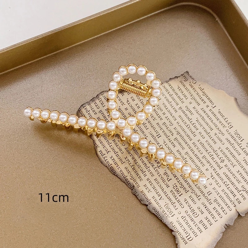 [Women Imitation Pearl Large Hair Clips] [Girls Korean INS Style Big Hair Claw] [Ladies Simple Casual Hair Claw]