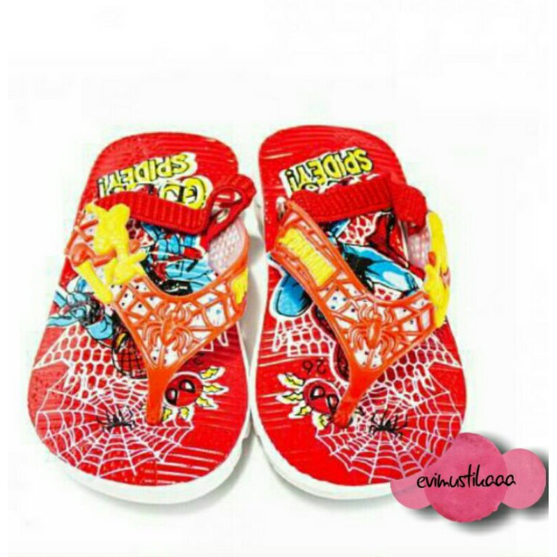 sandal jepit cit - cit gambar spiderman size 24- 29