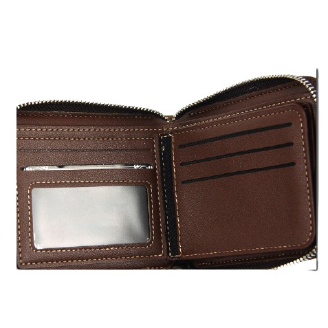 BISA COD MEN BENSE Dompet Pria Wanita Model Pendek Resleting Luar Bahan Kulit Sintetis Original-4