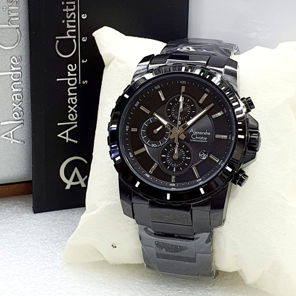 Alexandre Christie Original AC6141 Jam Tangan Pria Stainless Steel Hitam