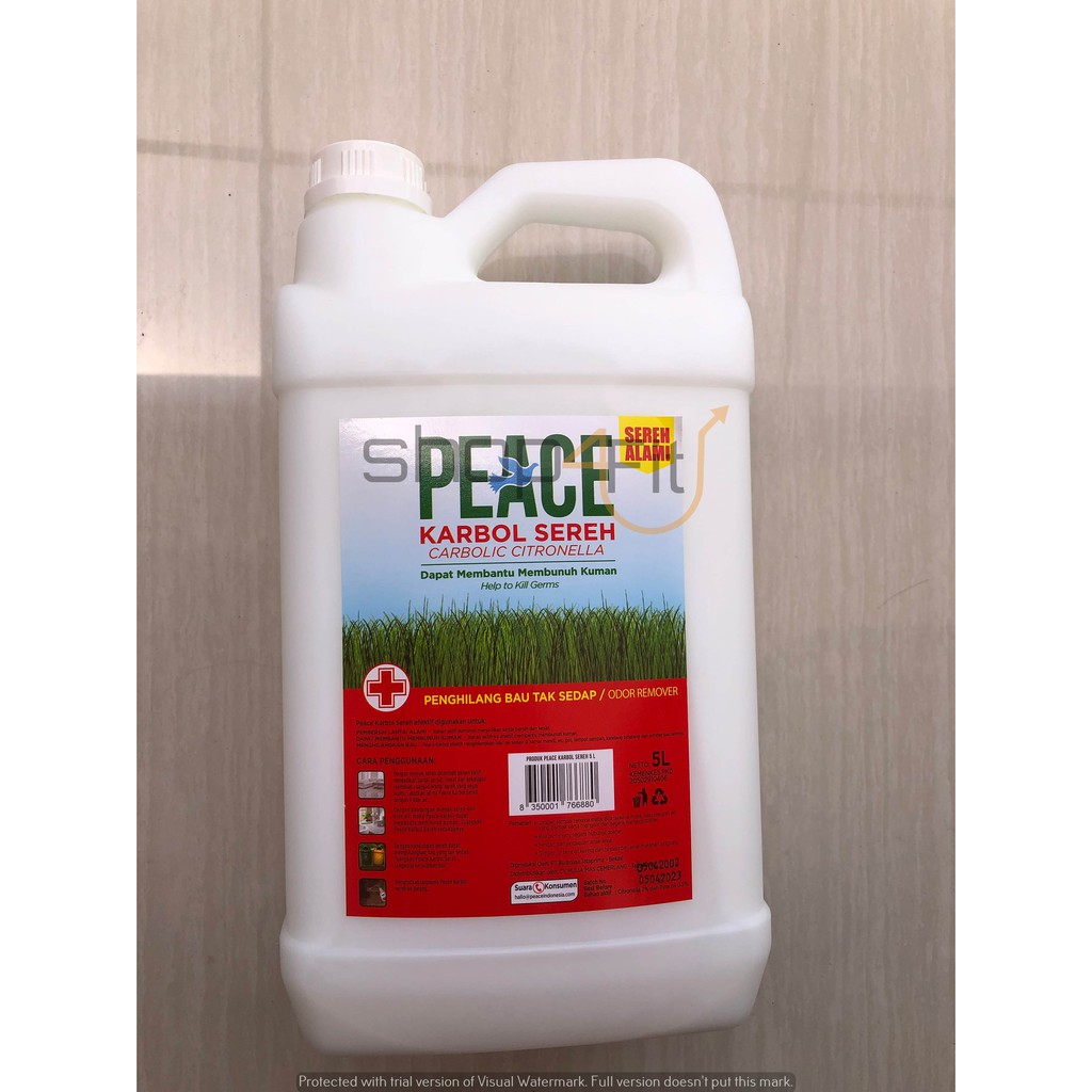 Jual Karbol Sereh Peace 5 Liter Jerigen 5000ml Shopee Indonesia