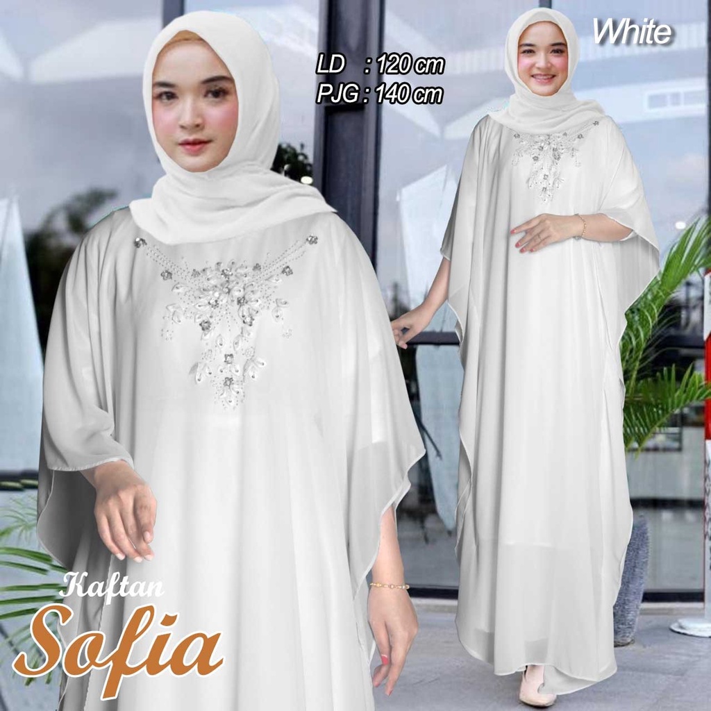 Funie Kaftan Sofia Bahan Ceruty Payet Bunga Jumbo All Size