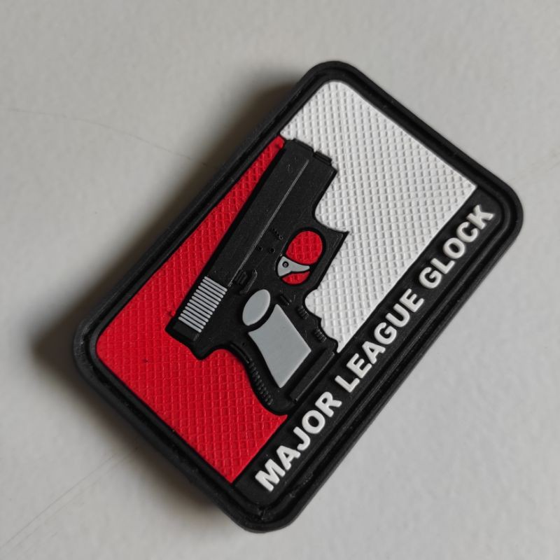 PATCH RUBBER LOGO GLOCK DASAR MERAH PUTIH/TEMPELAN EMBLEM KARET VELCRO TACTICAL