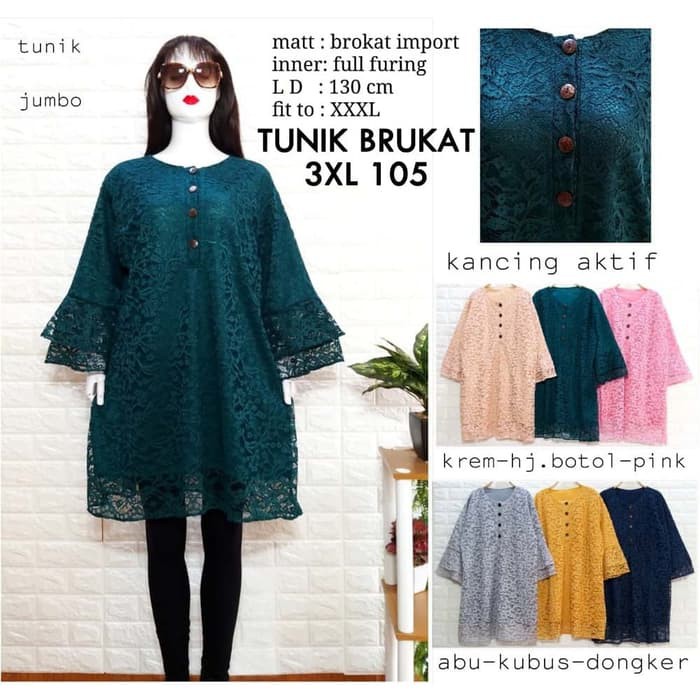  Baju  Atasan Tunik  Jumbo Baju  Wanita Tunik  Brukat Busana 