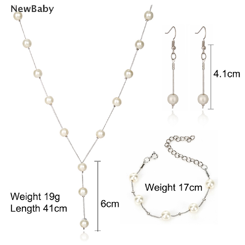Set Perhiasan Kalung Anting Gelang Mutiara Imitasi Untuk Aksesoris Pernikahan Wanita