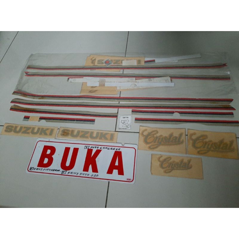 stiker striping emblem gambar tempel suzuki Crystal 90 Cristal 91 untuk warna abu abu  mtah putih bi