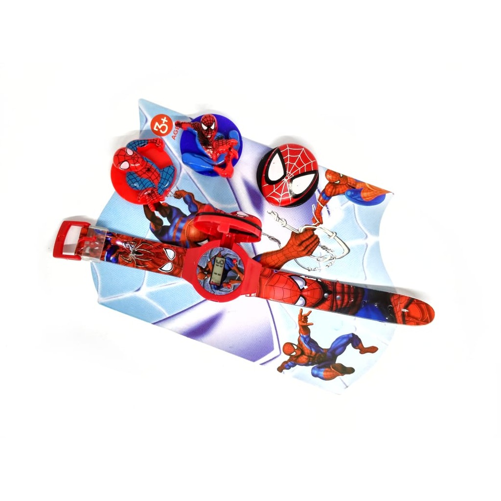 Hot Sale! JAM TANGAN ANAK LAKI LAKI KEPALA SET SPIDERMAN SPIDERMEN DIGITAL