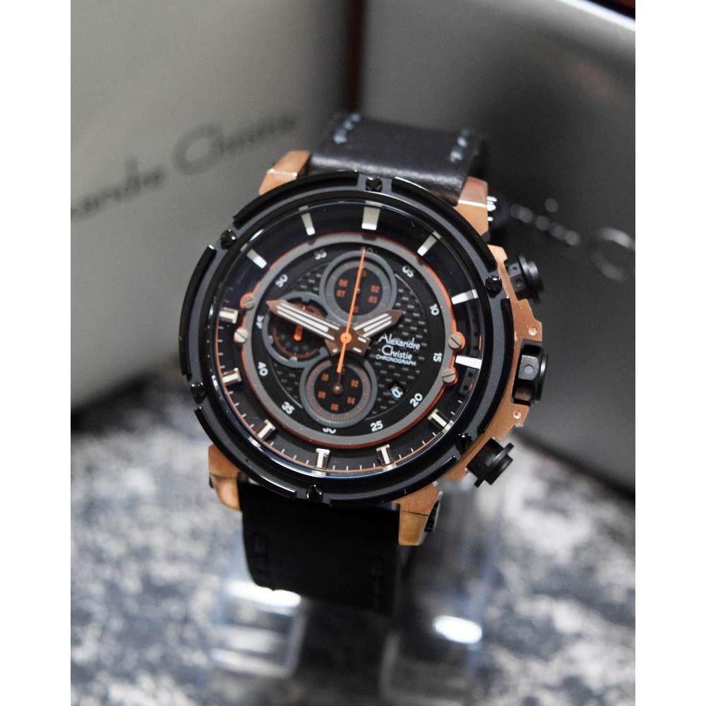 JAM PRIA ALEXANDRE CHRISTIE AC 6375 ORIGINAL BLACK GOLD GARANSI RESMI