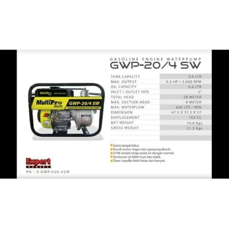 Multipro GWP 20 4 SW pompa air irigasi sawah GWP20 4SW