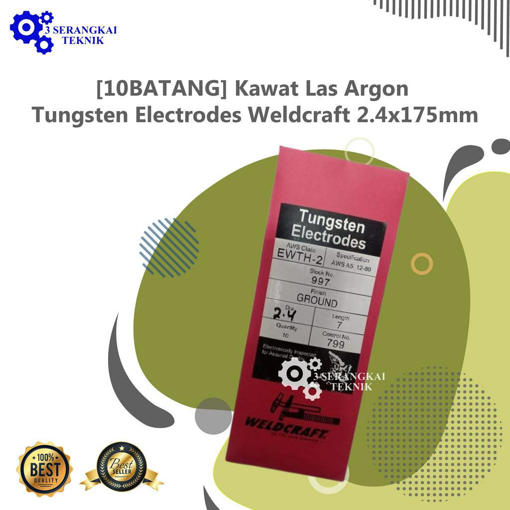 [10BATANG] Kawat Las Argon Tungsten Electrodes Weldcraft 2.4x175mm