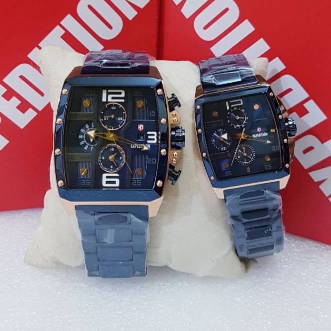 JAM EXPEDITION COUPLE E 6636 BLUE ROSEGOLD JAM TANGAN COUPLE EXPEDITION E 6636 ORIGINAL