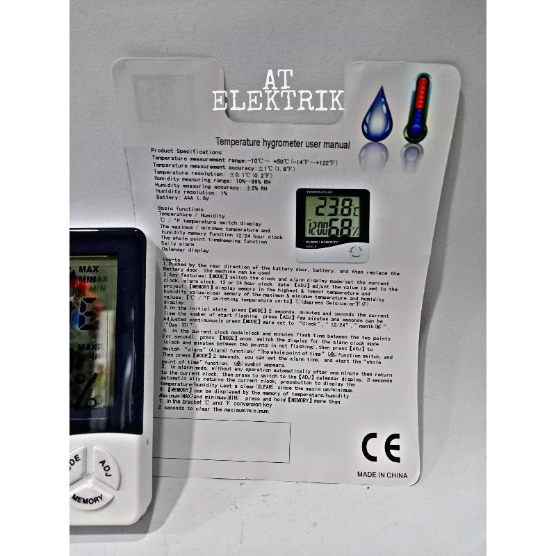 HTC - 1 LCD Digital Termometer / Operation Manual For Tem &amp; Humiditymeter