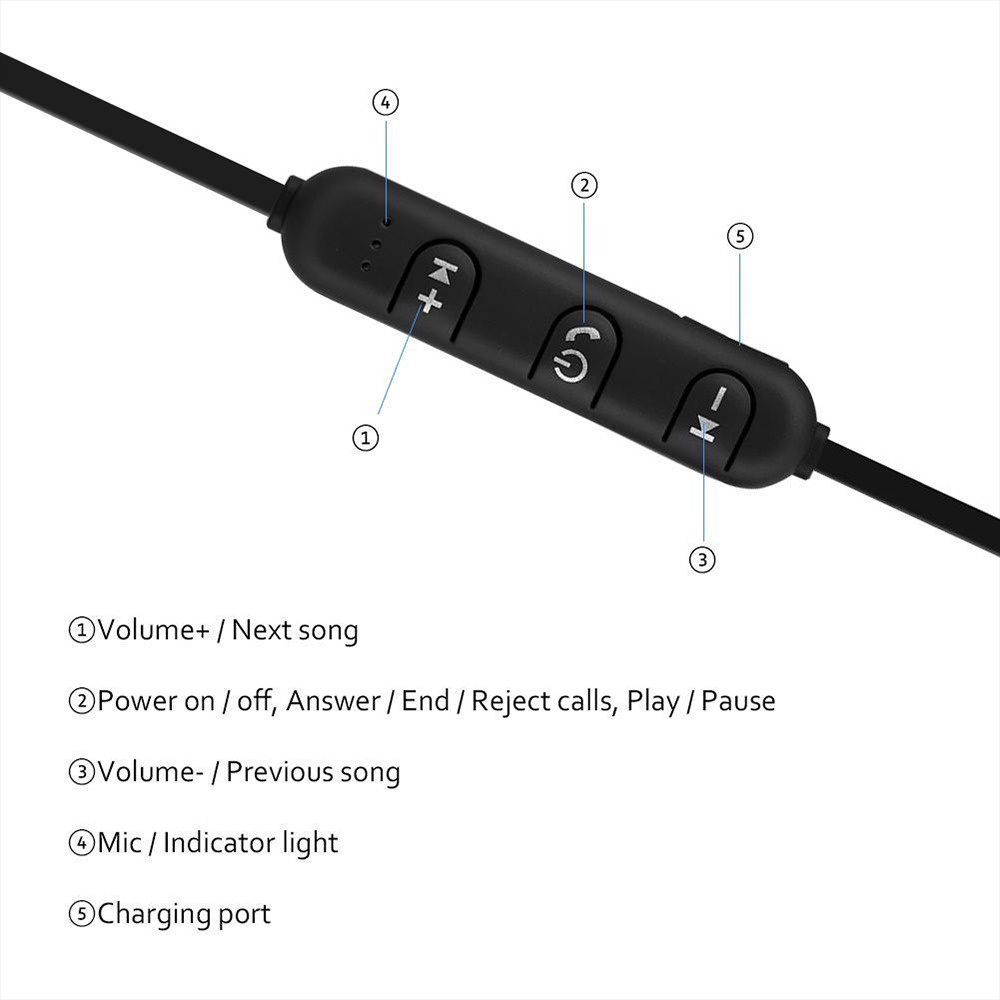 Earphone Leher Neckband Sweatproof Bluetooth 4.1 with Microphone  XT11