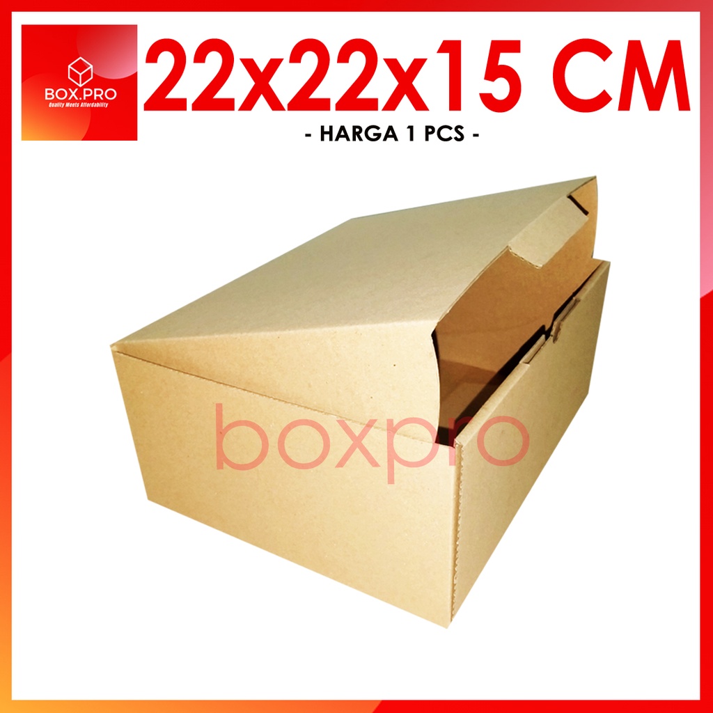 

Kardus Dus uk 22x22x15 cm (ECER) Die Cut Box Kotak Packing Aksesoris Baju Makanan Pizza Hijab Kue
