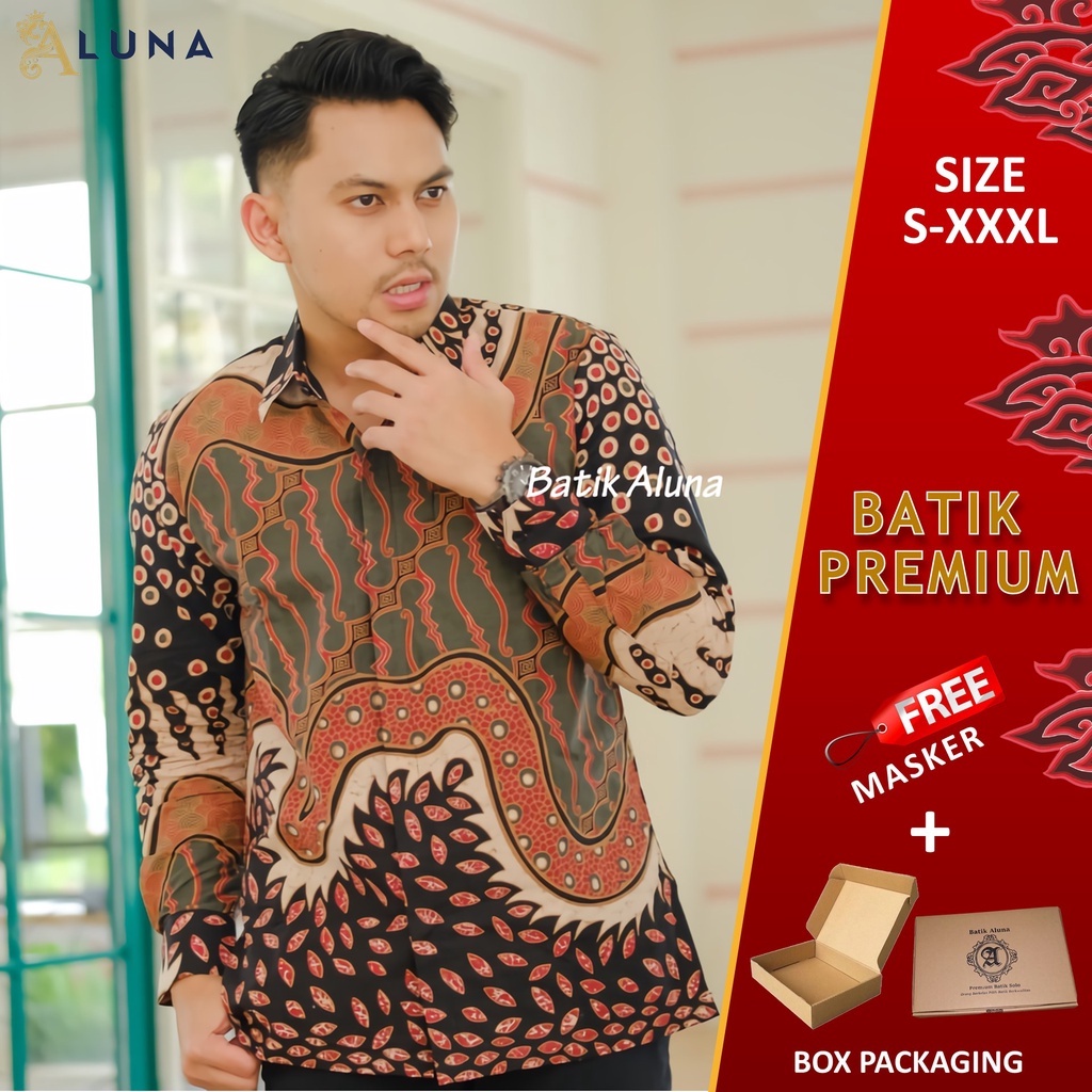 KEMEJA BATIK PRIA PREMIUM LENGAN PANJANG REGULAR BATIK ALUNA PCW 030