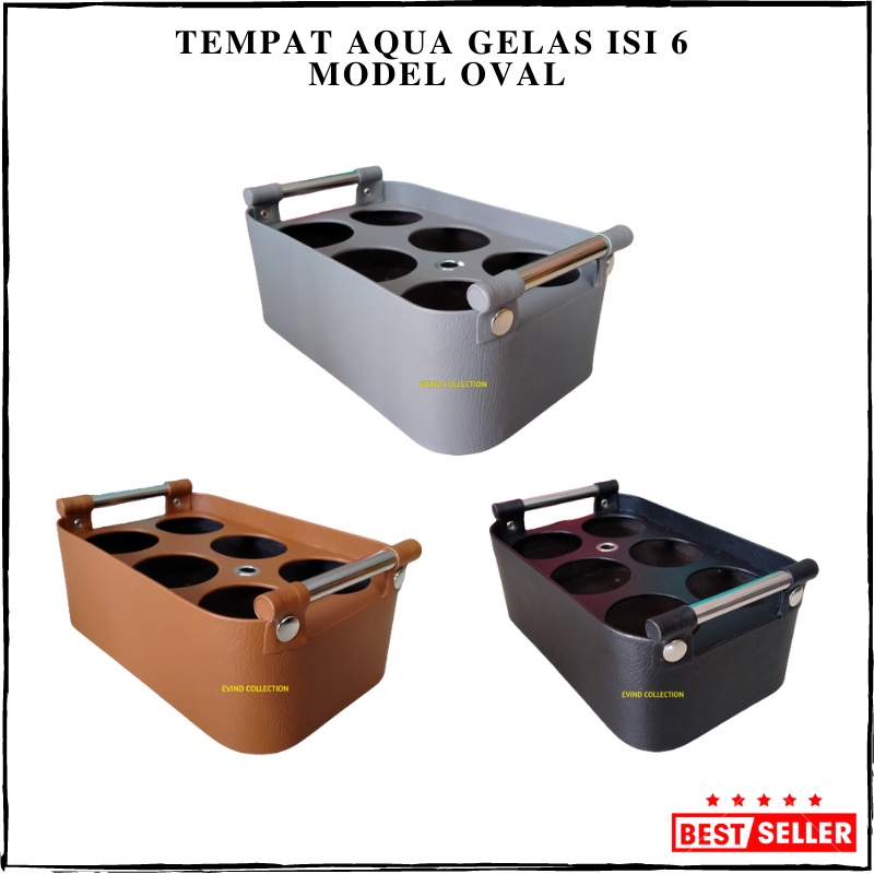 Keranjang Air Mineral Model Oval Isi 6 Tempat Aqua Gelas Kulit Sintetis